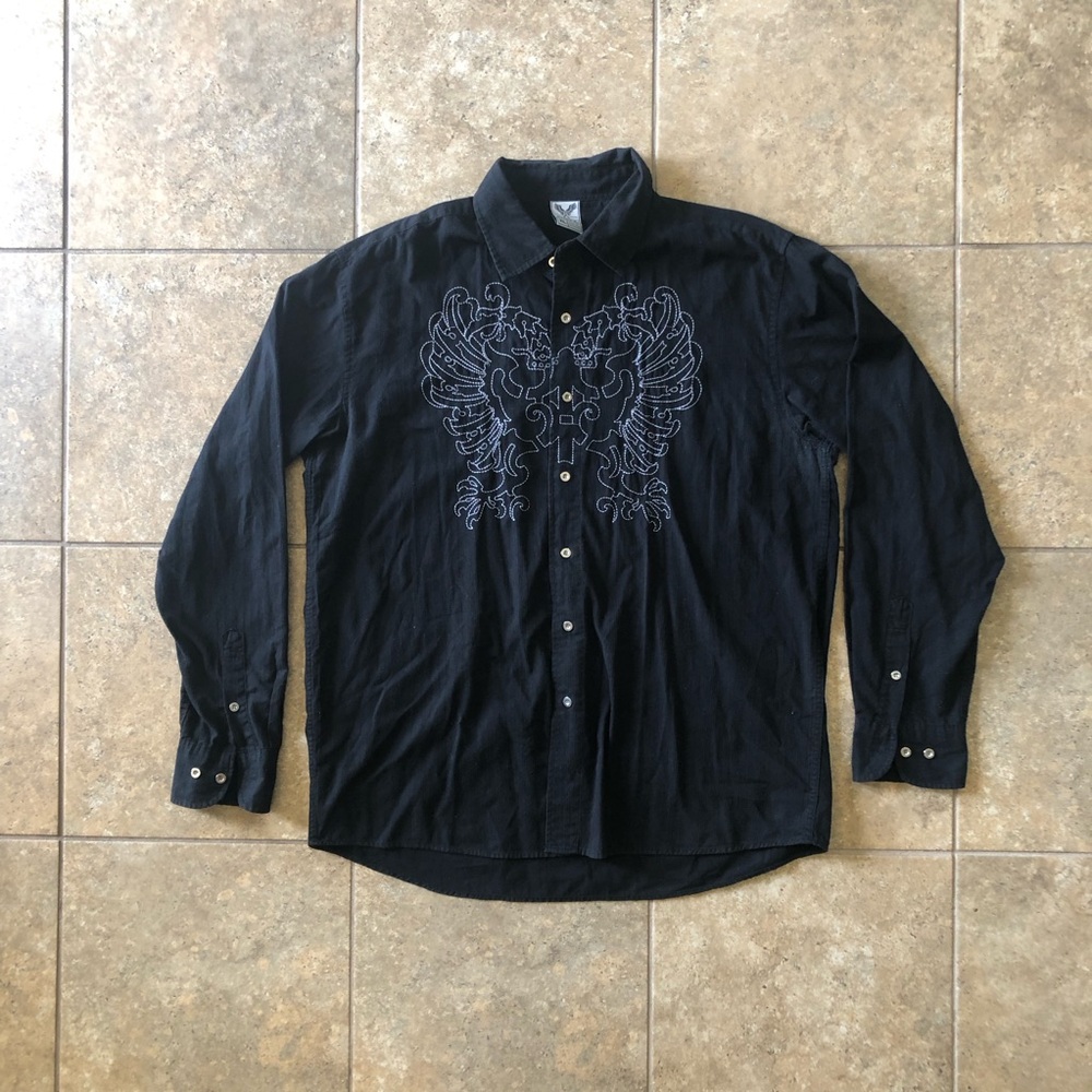 Avirex 🪽🪽Men's Black Embroidered Shirt
